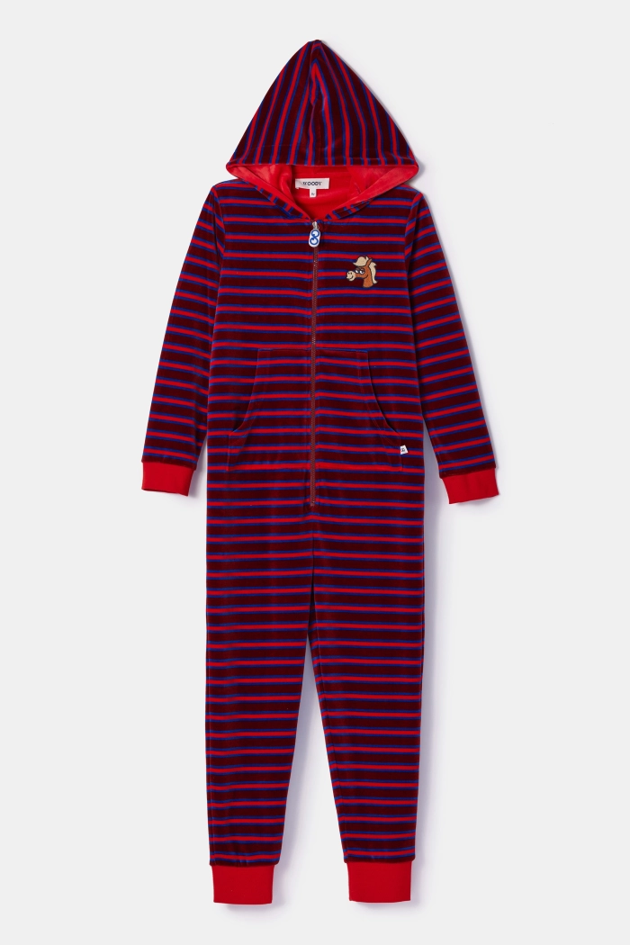 Woody onesie pony gestreept rood 252-10-ONE-V/919