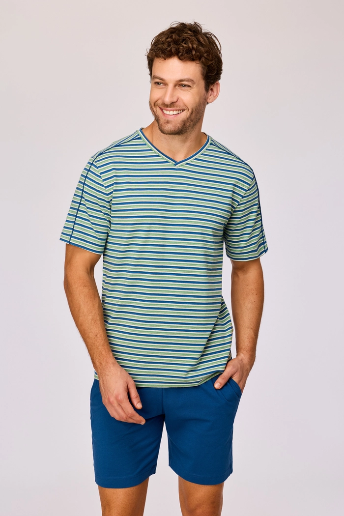 Woody shortama gestreept groen/blauw 261-10-RPV-Z/908