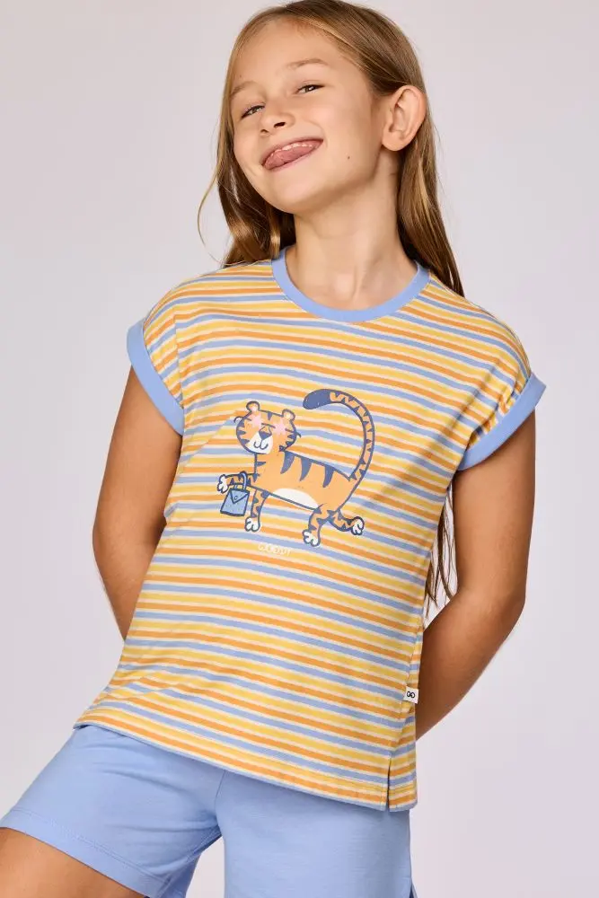 Woody shortama tijger gestreept geel 261-10-BST-S/905