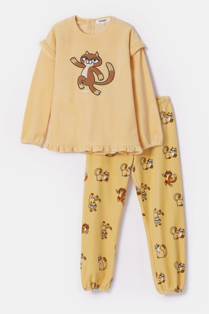 Woody pyjama kat lichtgeel 252-10-PDL-V/619