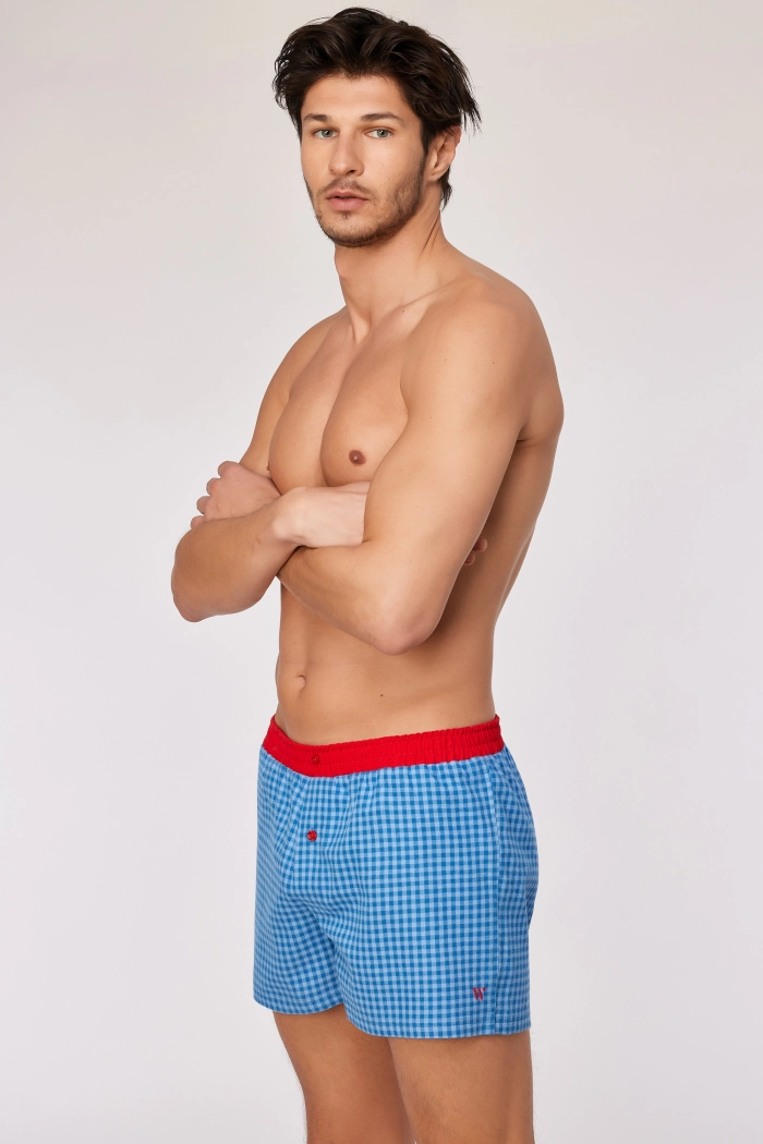 Woody boxershort blauw ruitje 252-10-QLD-W/953