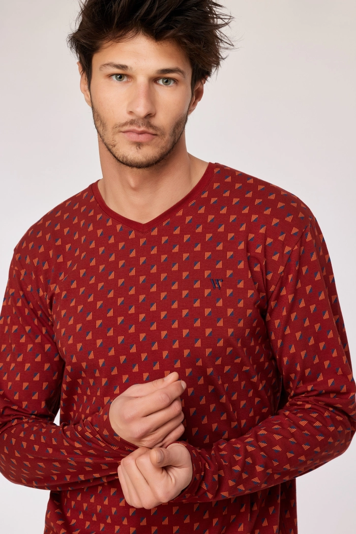 Woody pyjama geometrisch donkerrood 252-10-MVL-Z/938