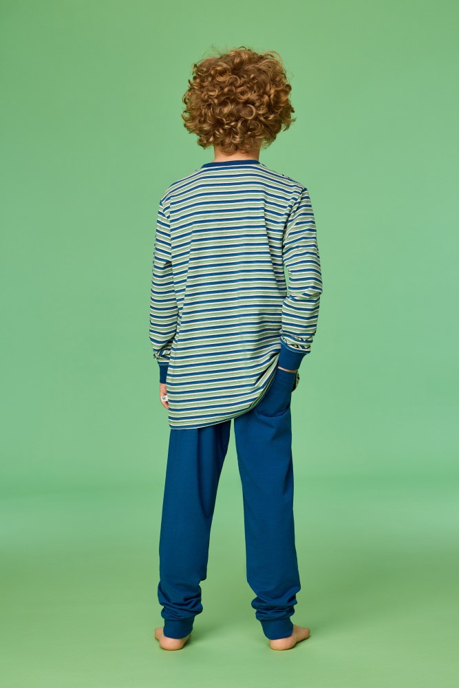 Woody pyjama olifant gestreept blauw/groen 261-10-PLC-Z/908
