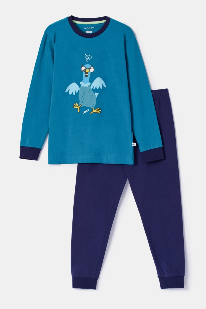 Woody pyjama duif groenblauw 252-10-PLE-Z/795