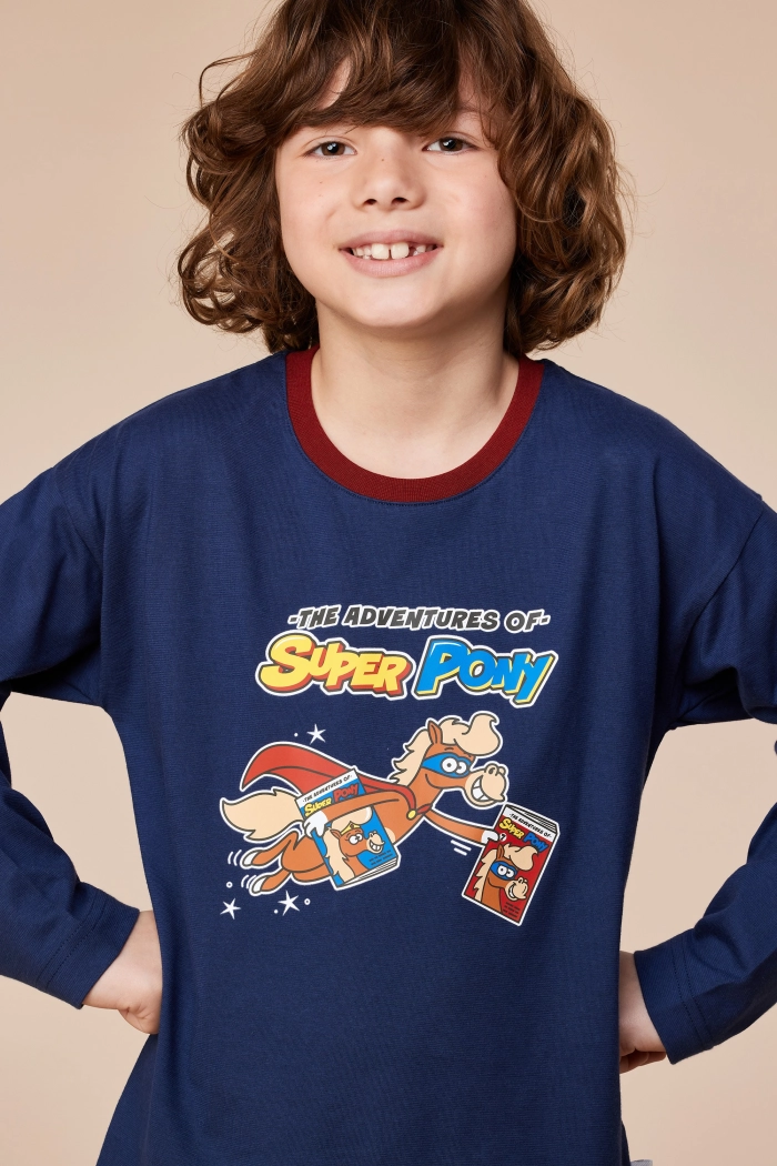 Woody pyjama pony donkerblauw 252-10-PLU-S/893