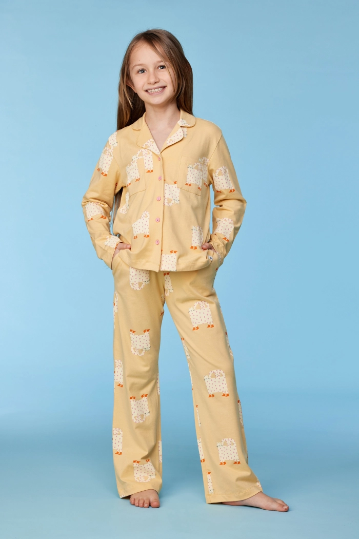Woody pyjama kat geel 252-10-YPD-SZ/940