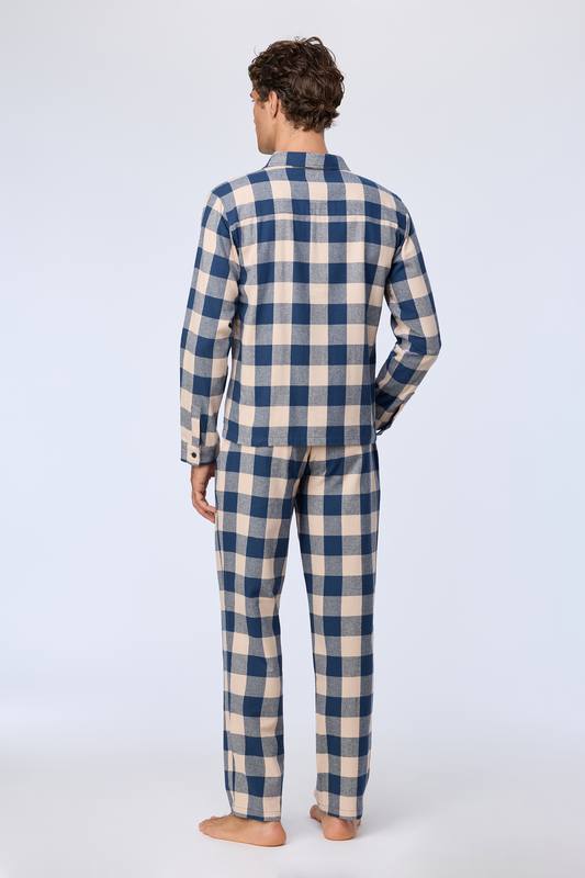 Lords & Lilies pyjama geruit beige/blauw 252-50-RPA