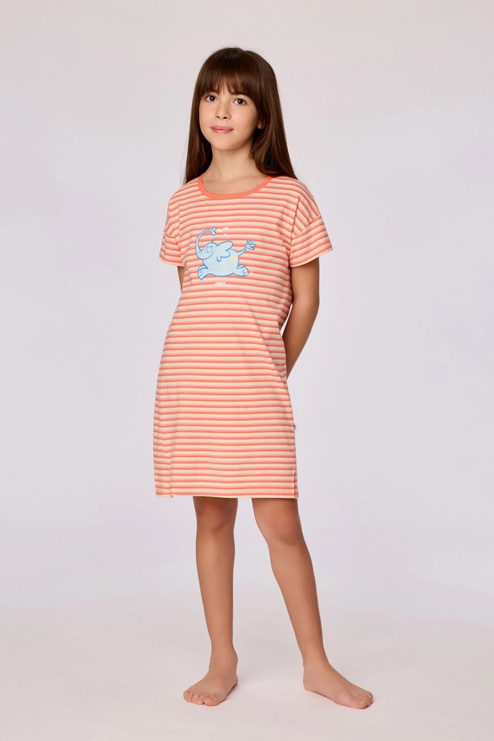 Woody slaapkleed olifant gestreept perzikoranje 261-10-DZA-Z/902