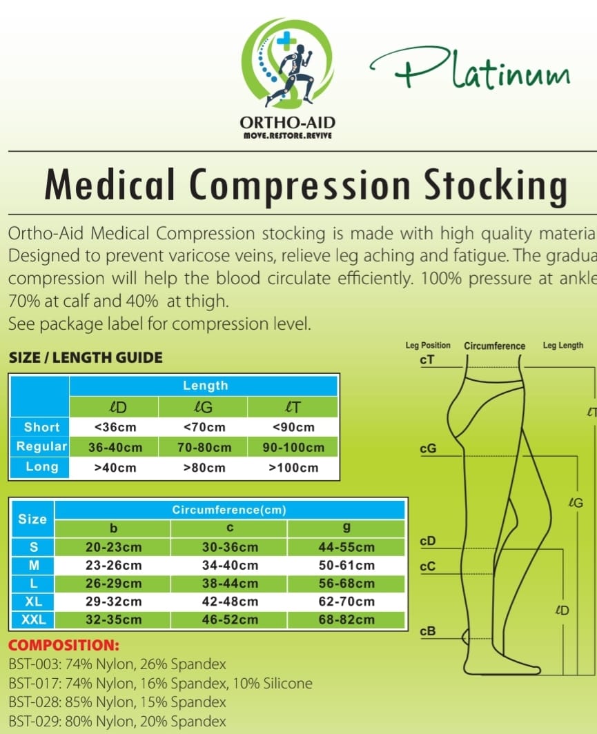Black Thigh High Compression Stockings(Ortho-Aid Brand)