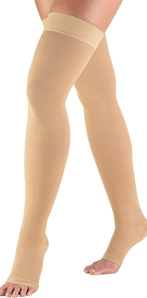 Beige Thigh High Compression Stockings with silicone top-band(Ortho-Aid Brand)
