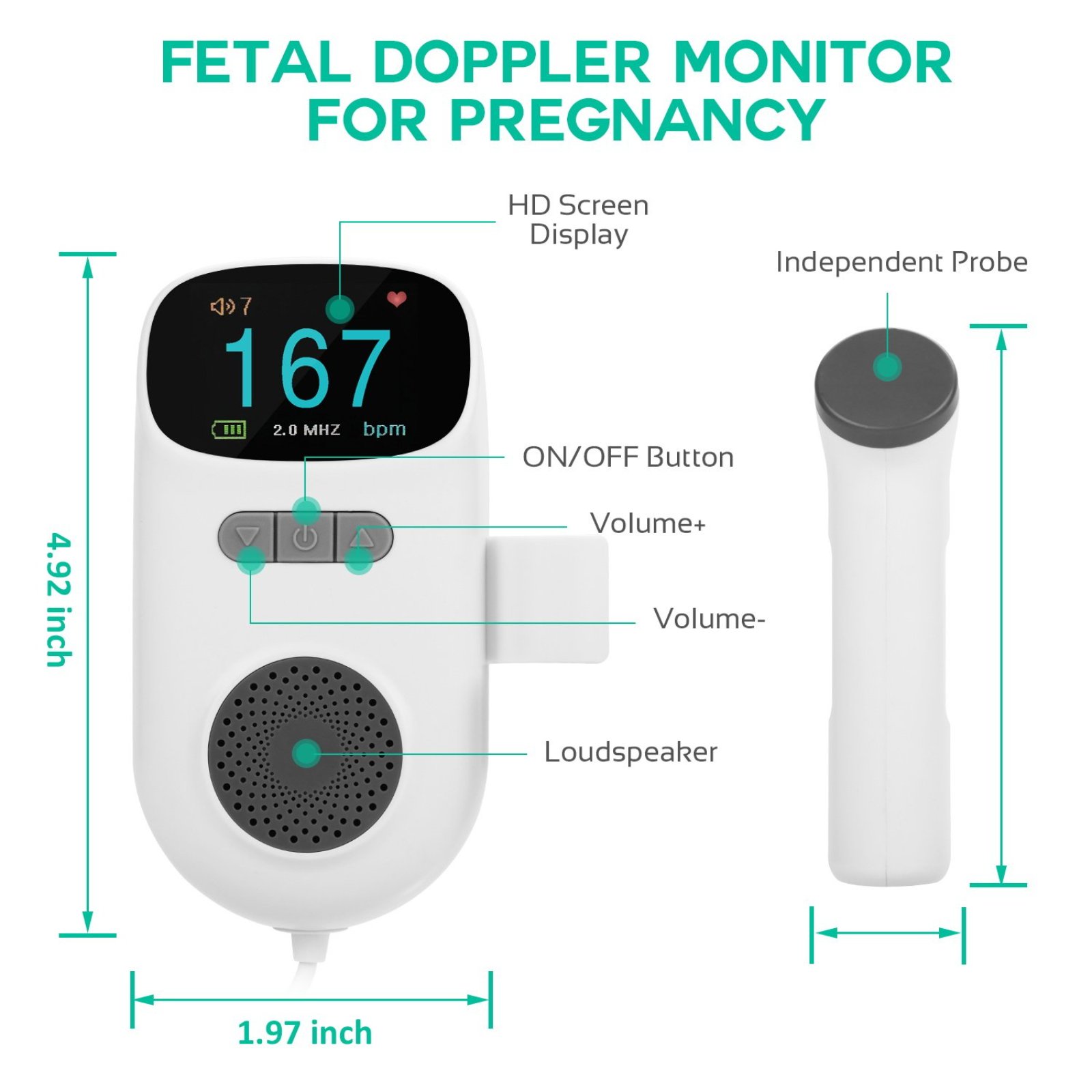 Fetal doppler monitor for pregnancy