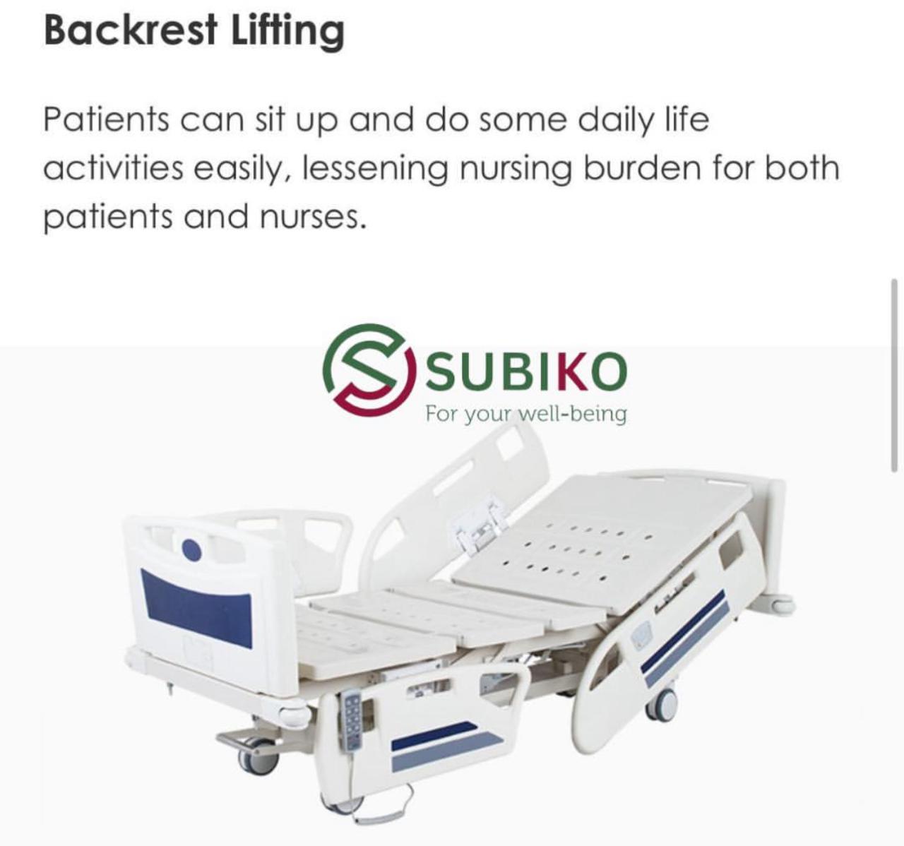 FIVE FUNCTION ELECTRIC HOSPITAL BED ICU BED (SUBIKO  BRAND)