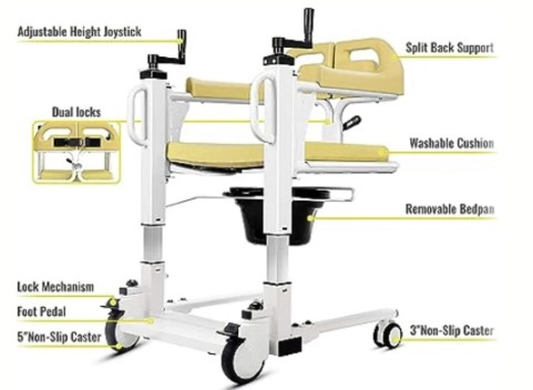 Patient Transfer Chair with Commode