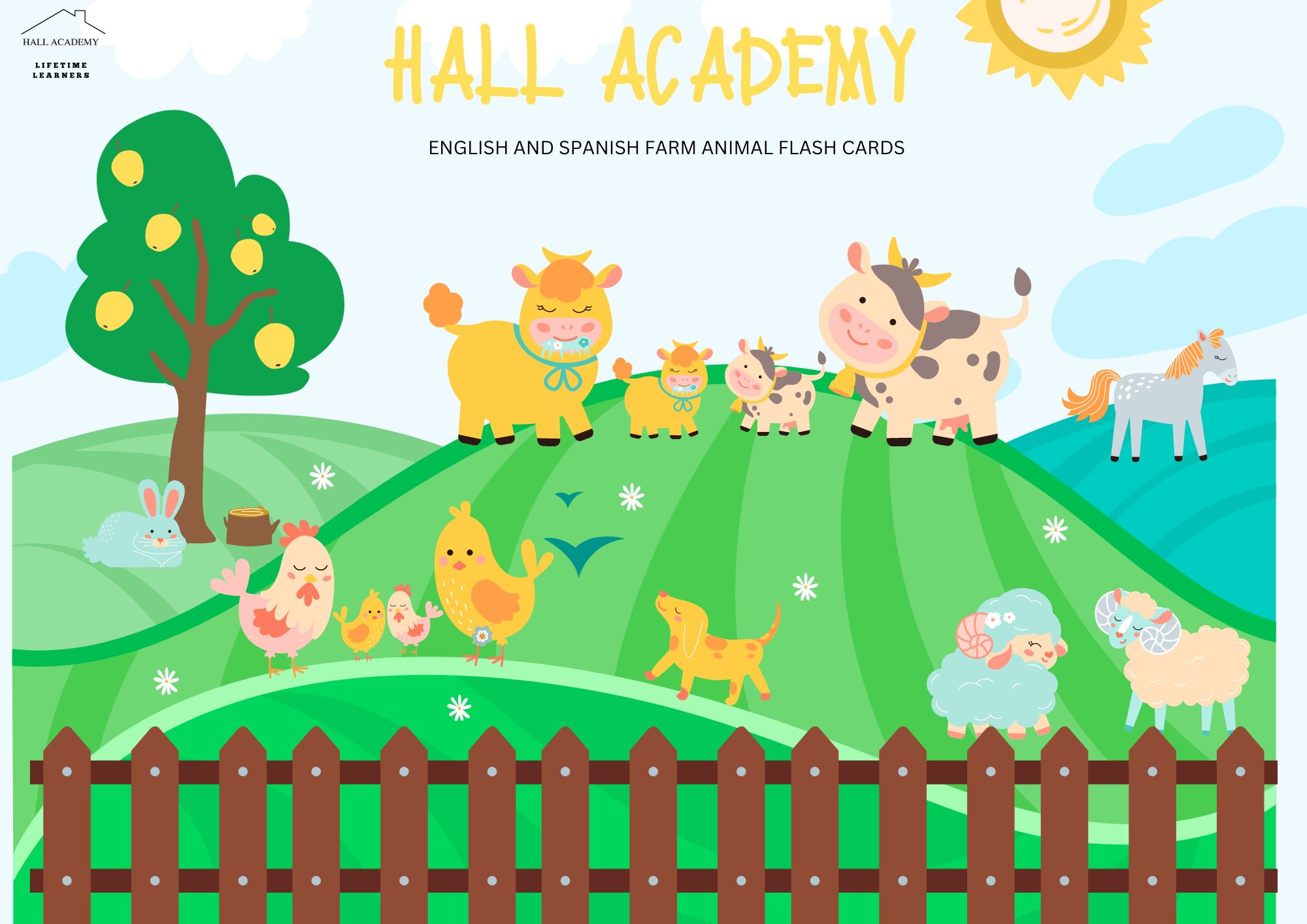 Bilingual Farm Animal Flash Cards 