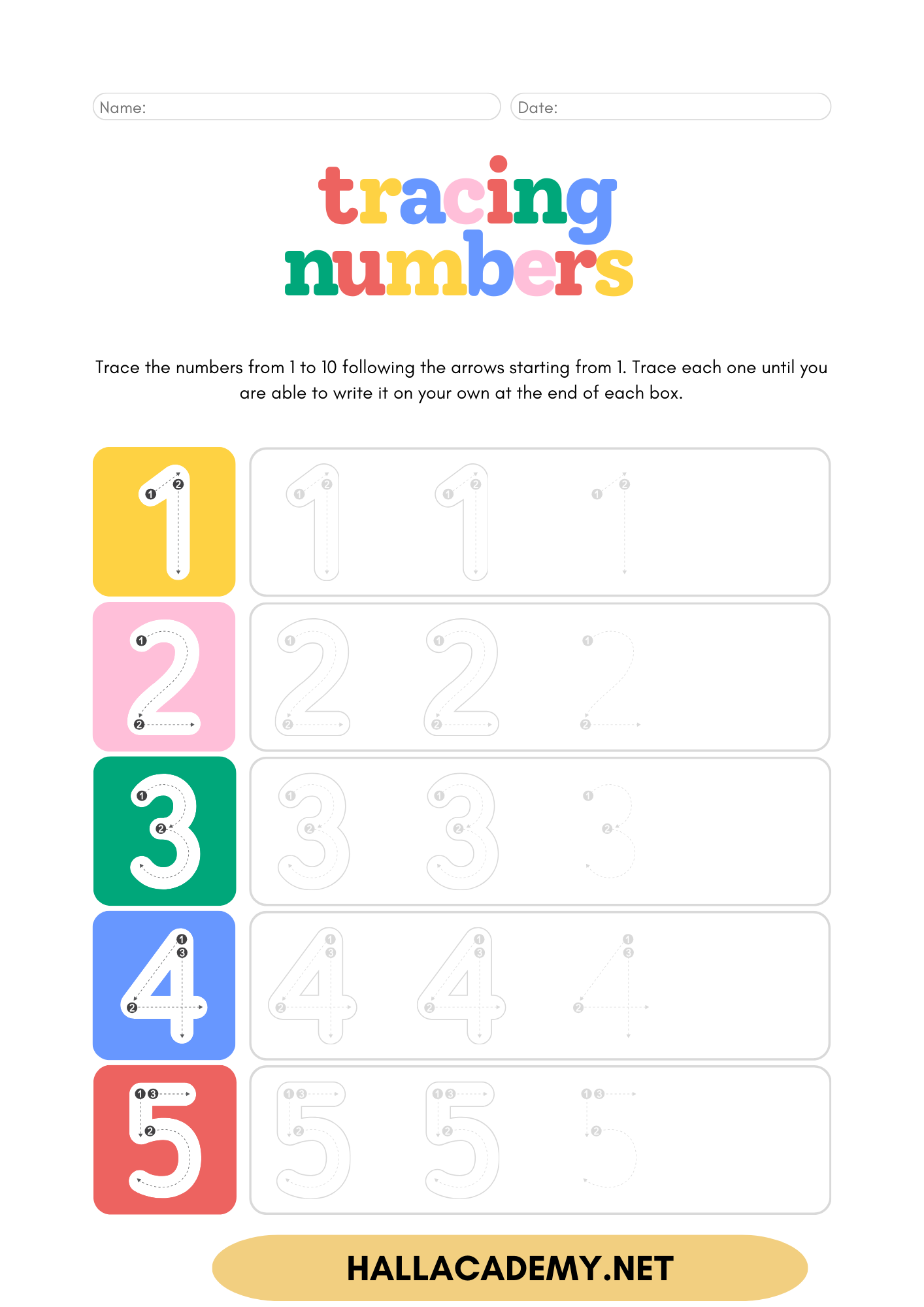 Tracing Numbers Worksheet