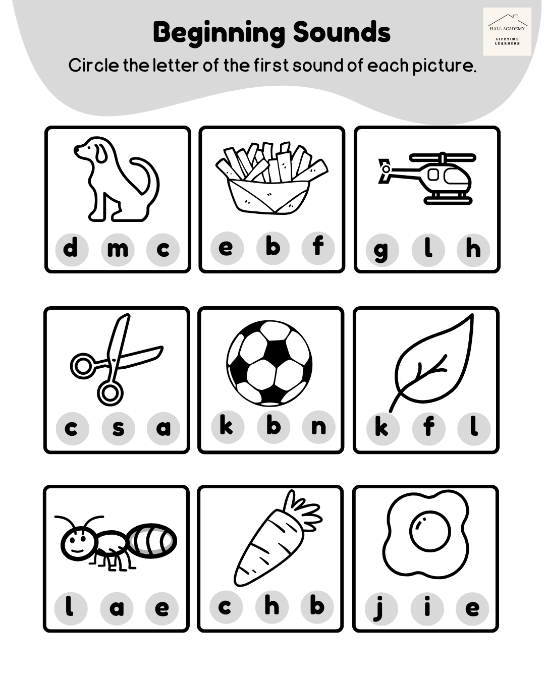 Beginning Sounds Activity Sheet