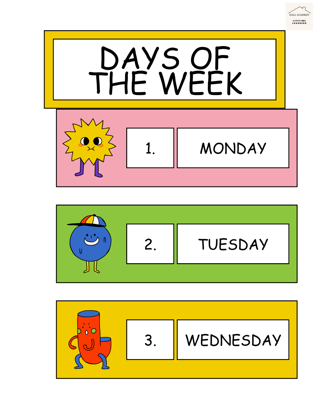Days of the Week Educational Poster