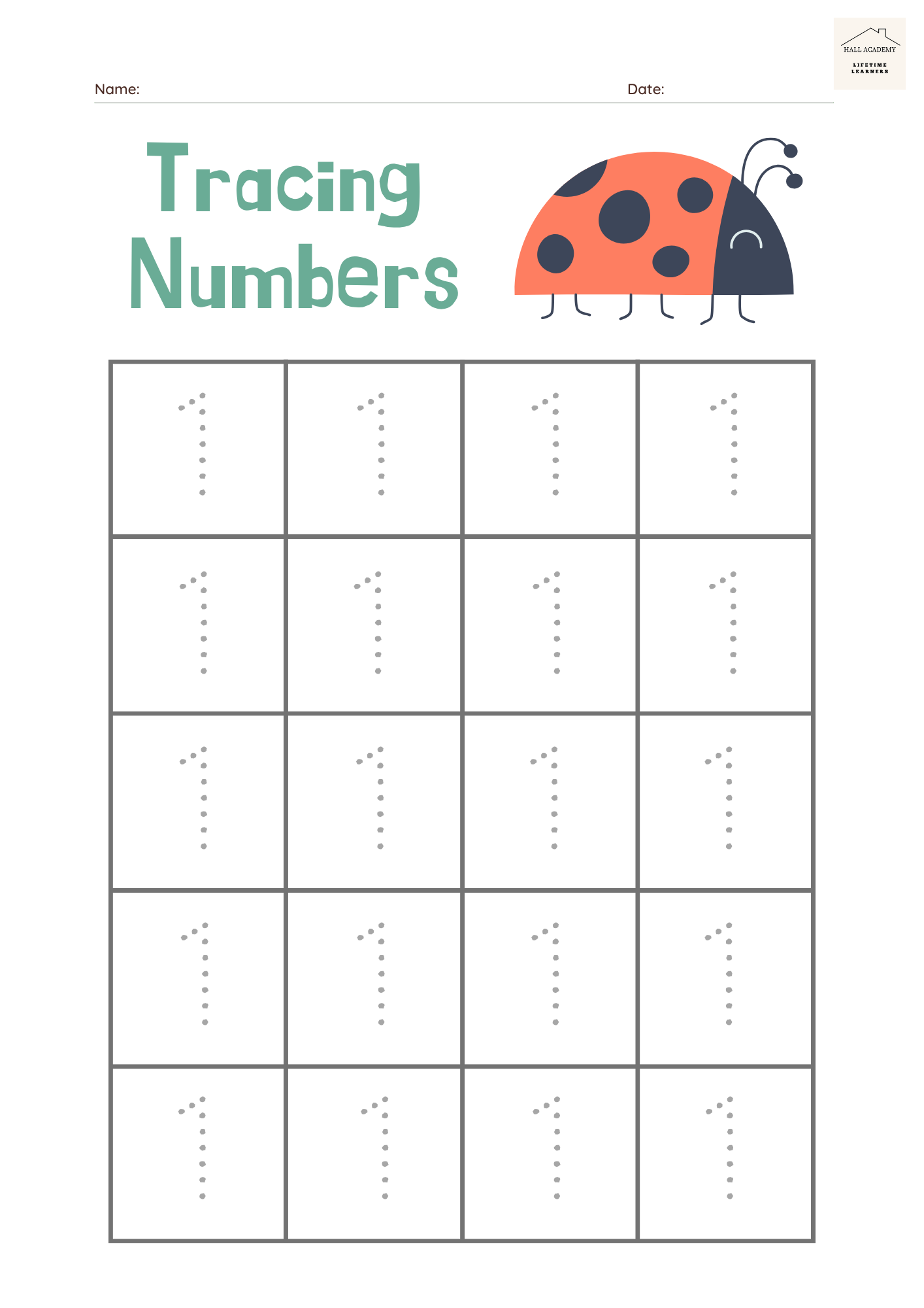 Tracing Numbers Worksheet