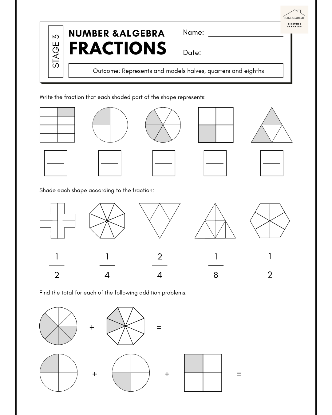 Math Fractions Worksheet