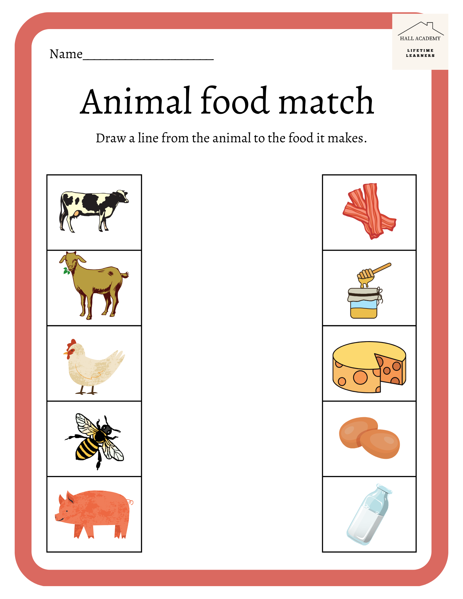 Animal Food Match Worksheet