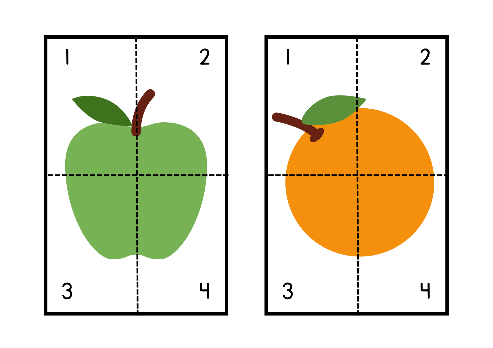 Green Apple and Orange Cards 