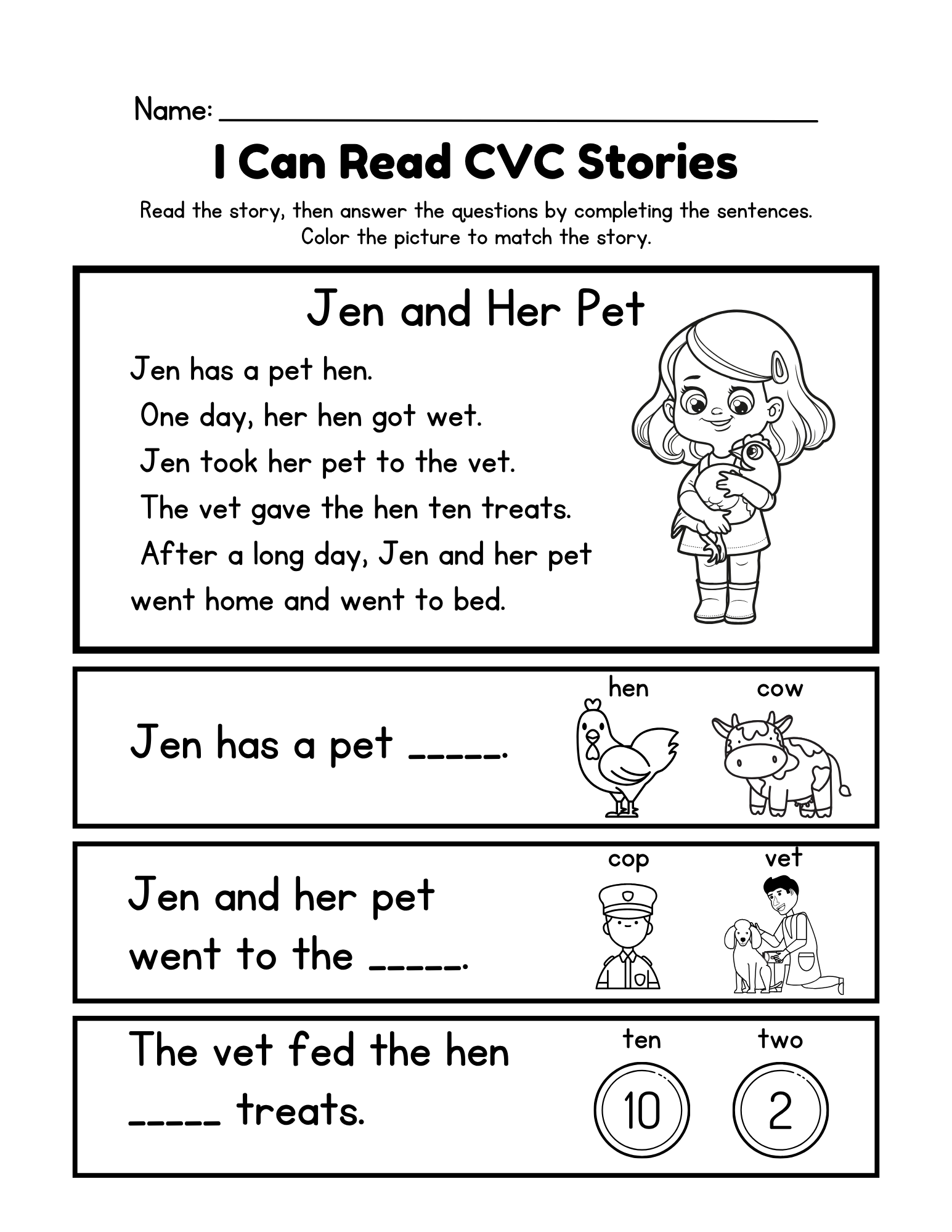 I Can Read CVC Stories Worksheet