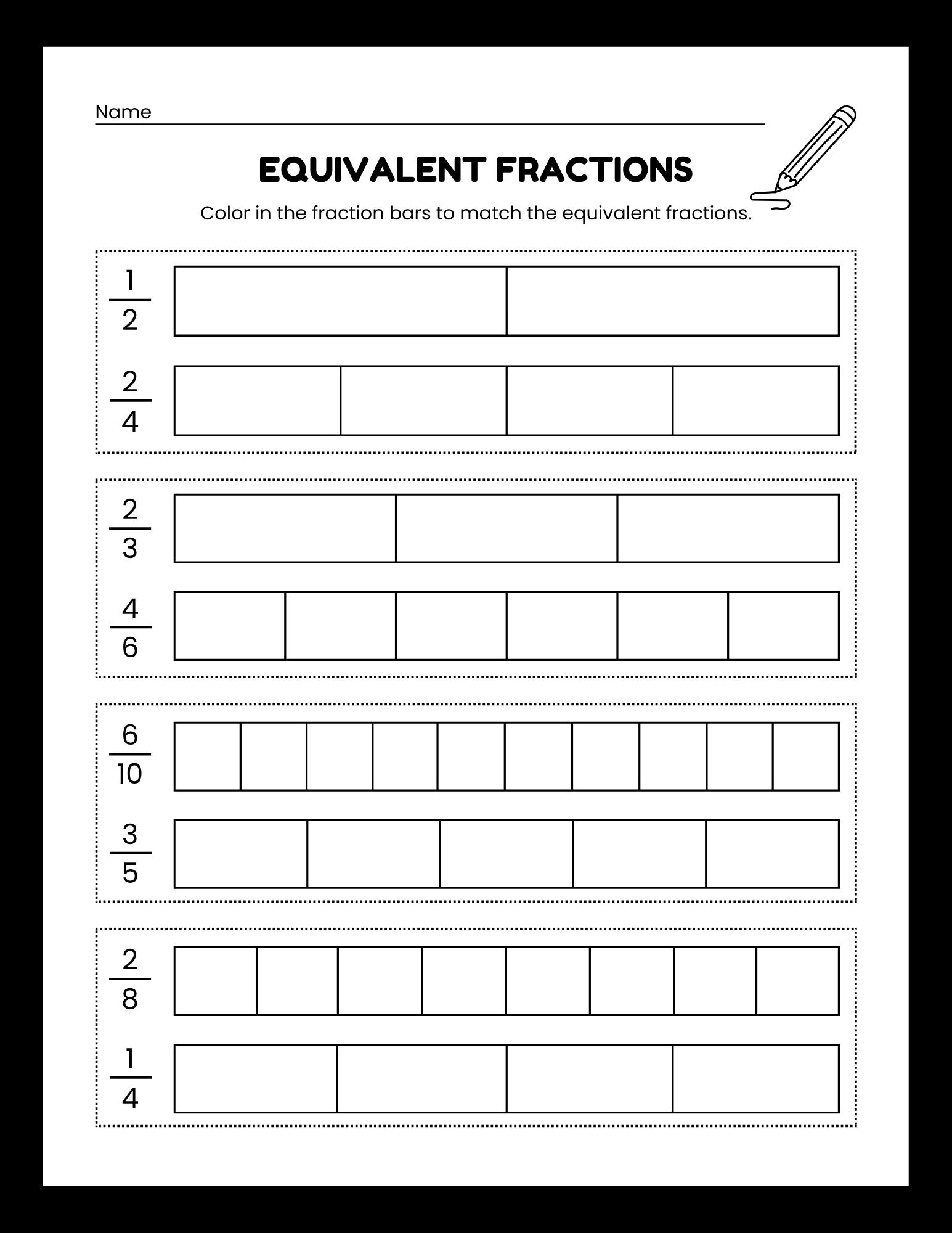 Equivalent Fractions Worksheet