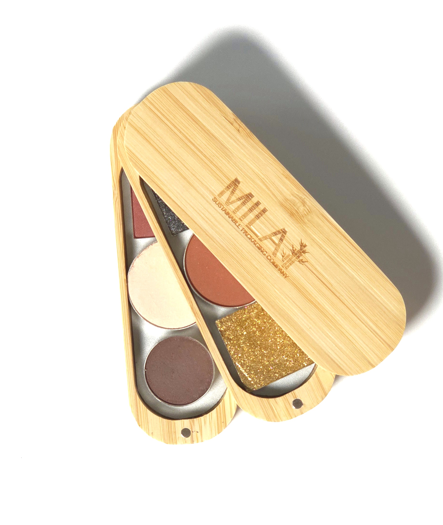 Double Stacked Refillable Bamboo Cosmetic Palettes