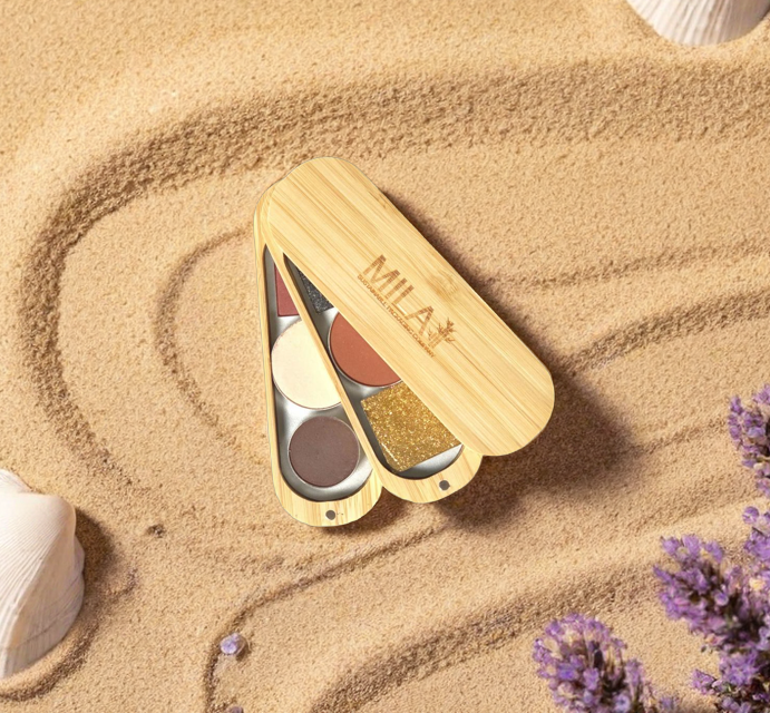 Double Stacked Refillable Bamboo Cosmetic Palettes