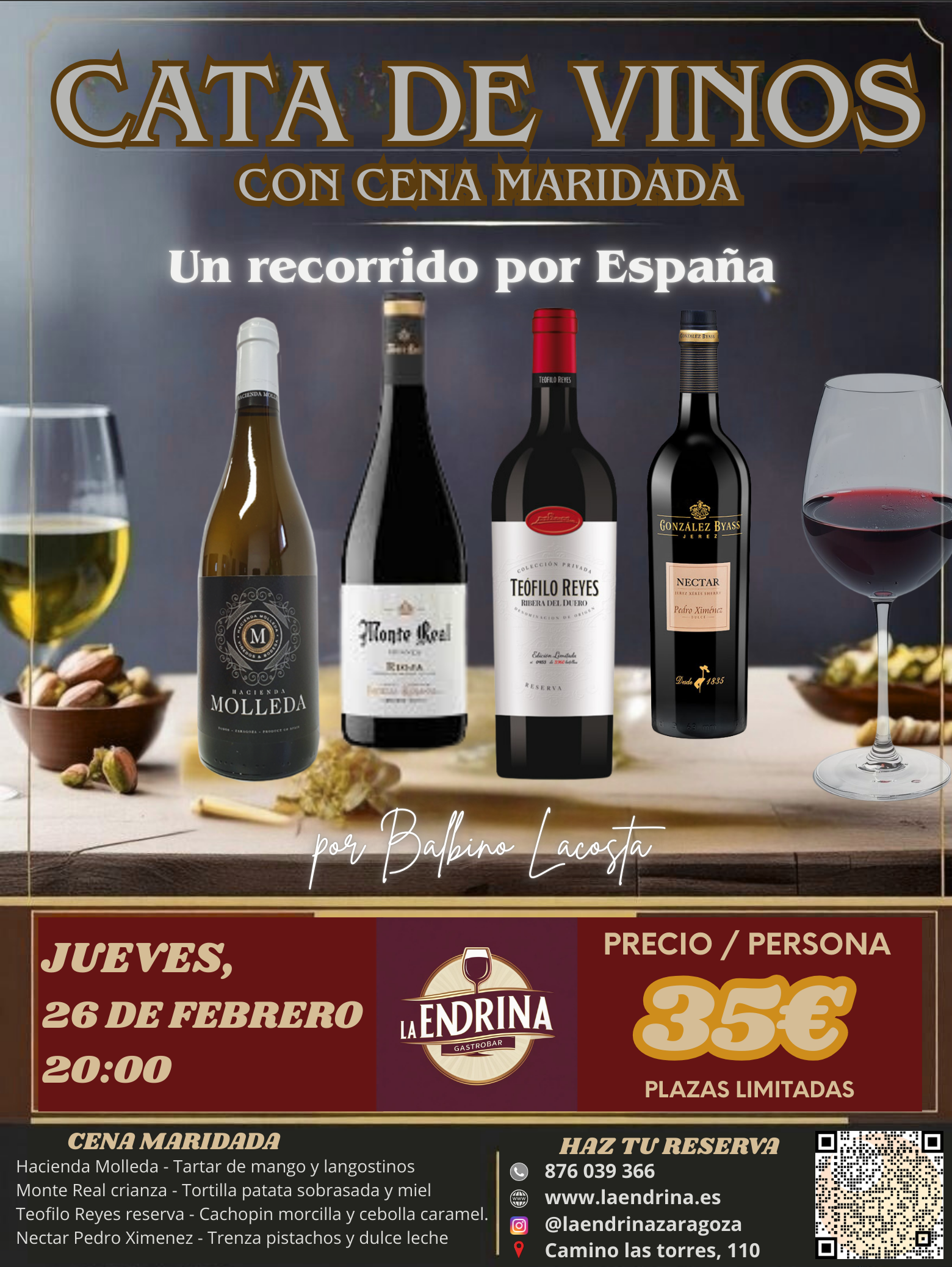 Cata de Vinos con Cena Maridada