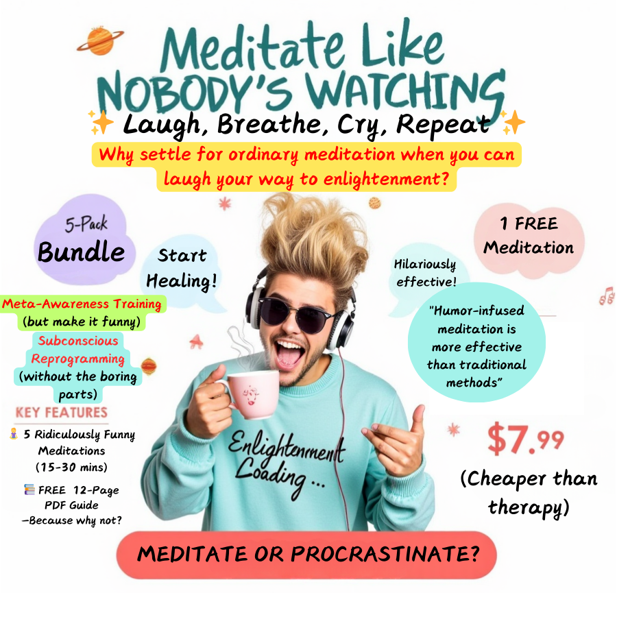 Meditate Like Nobody's Watching" - 5 Pack Bundle Audio Download of Hilariously Guided Meditations + 12 Page PDF Guide