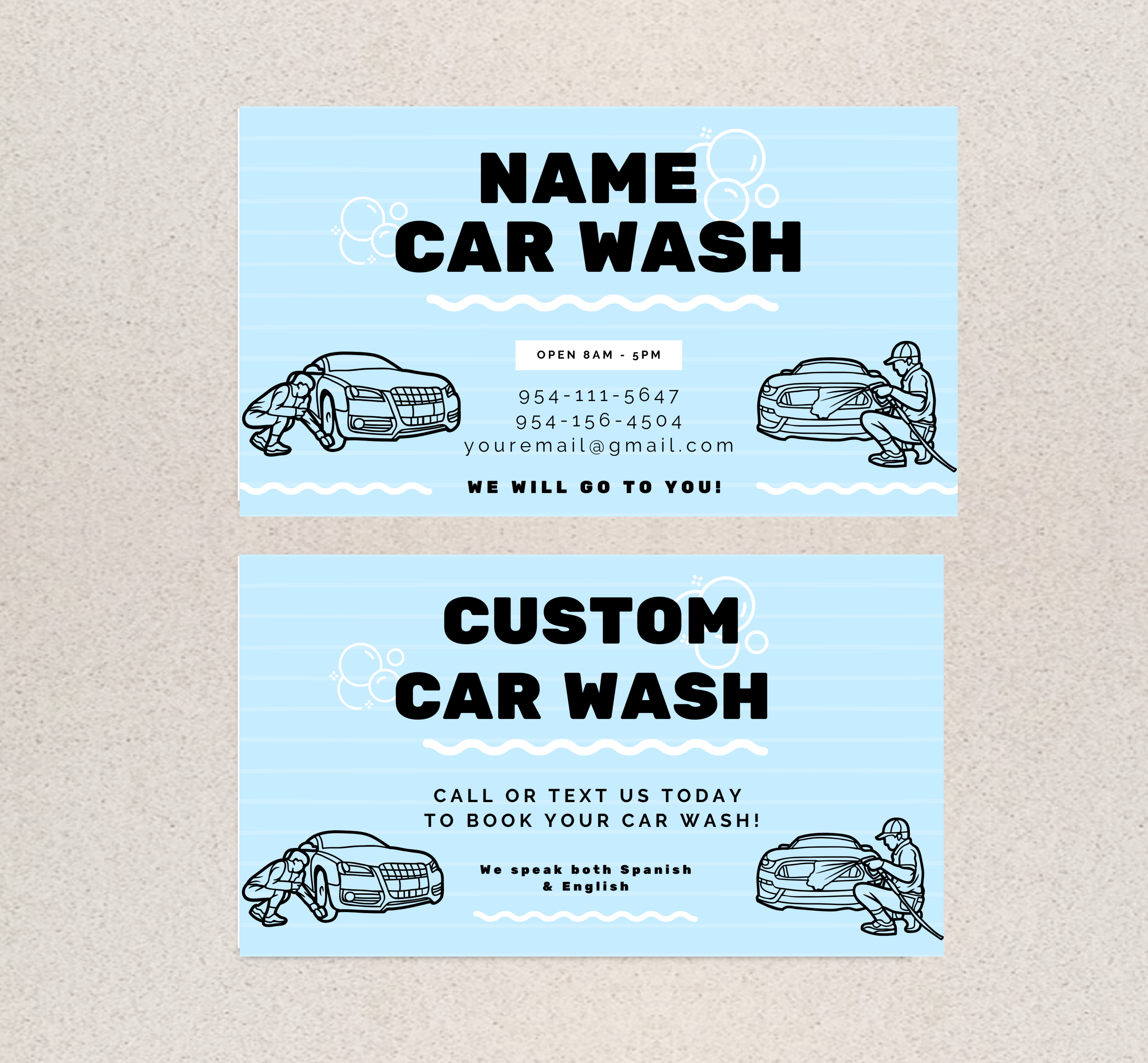 Car Wash Business Card Template I Car Wash Business Card | Editable Canva Template | Car Wash Promotion | Car Wash Marketing | Automotive Business Card | Car Wash Service