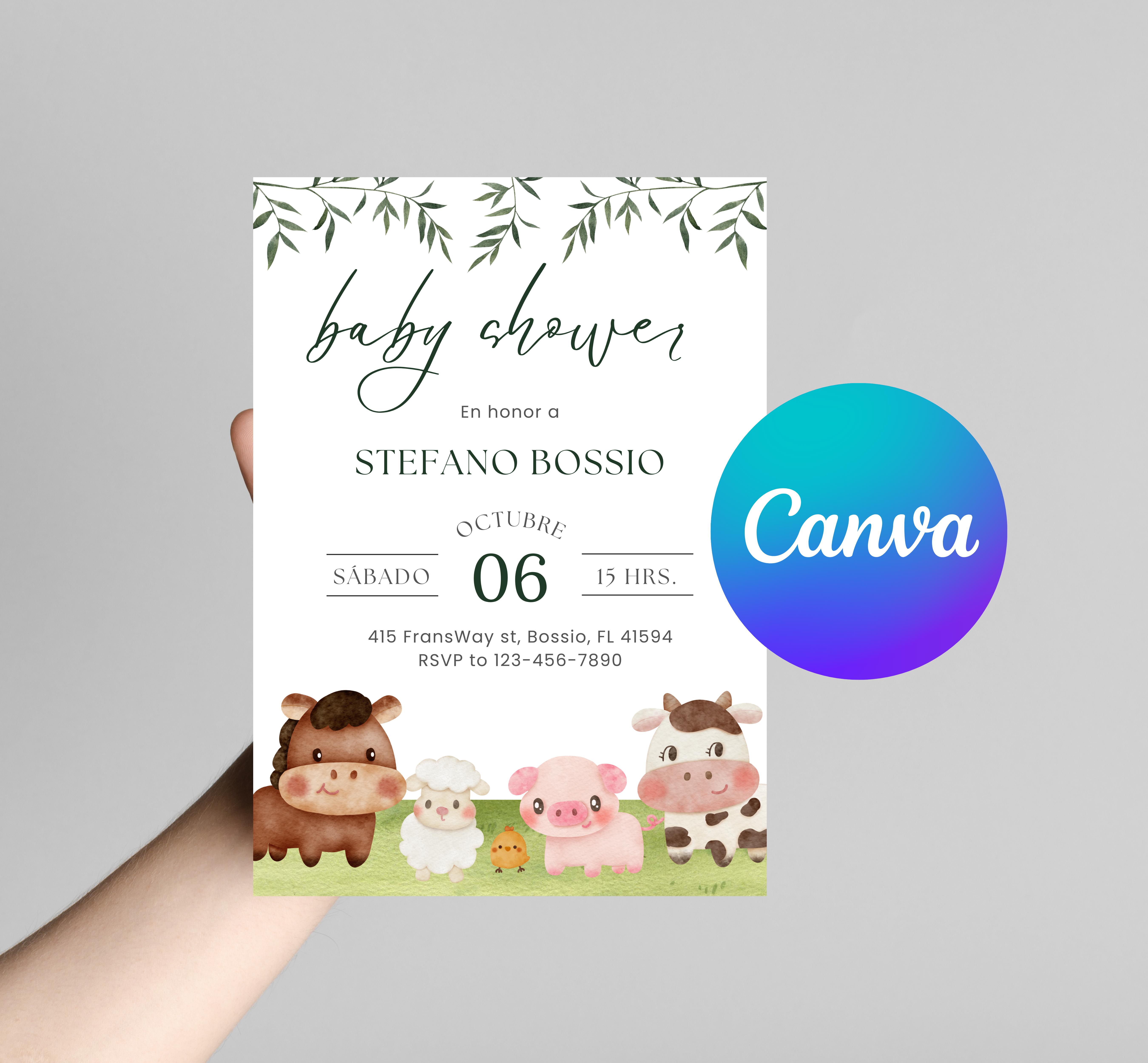 Farm Animal Baby Shower Invitation
