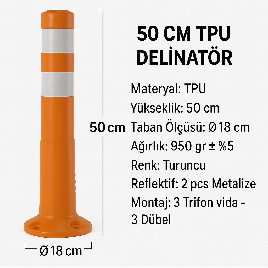 50 CM TPU Delinatör – Çift Reflektifli | ZT9050