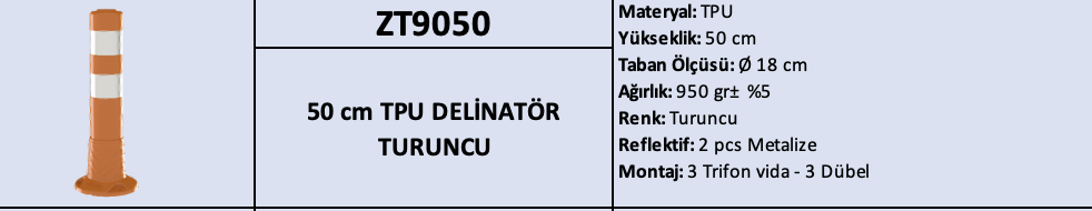 50 CM TPU Delinatör – Çift Reflektifli | ZT9050