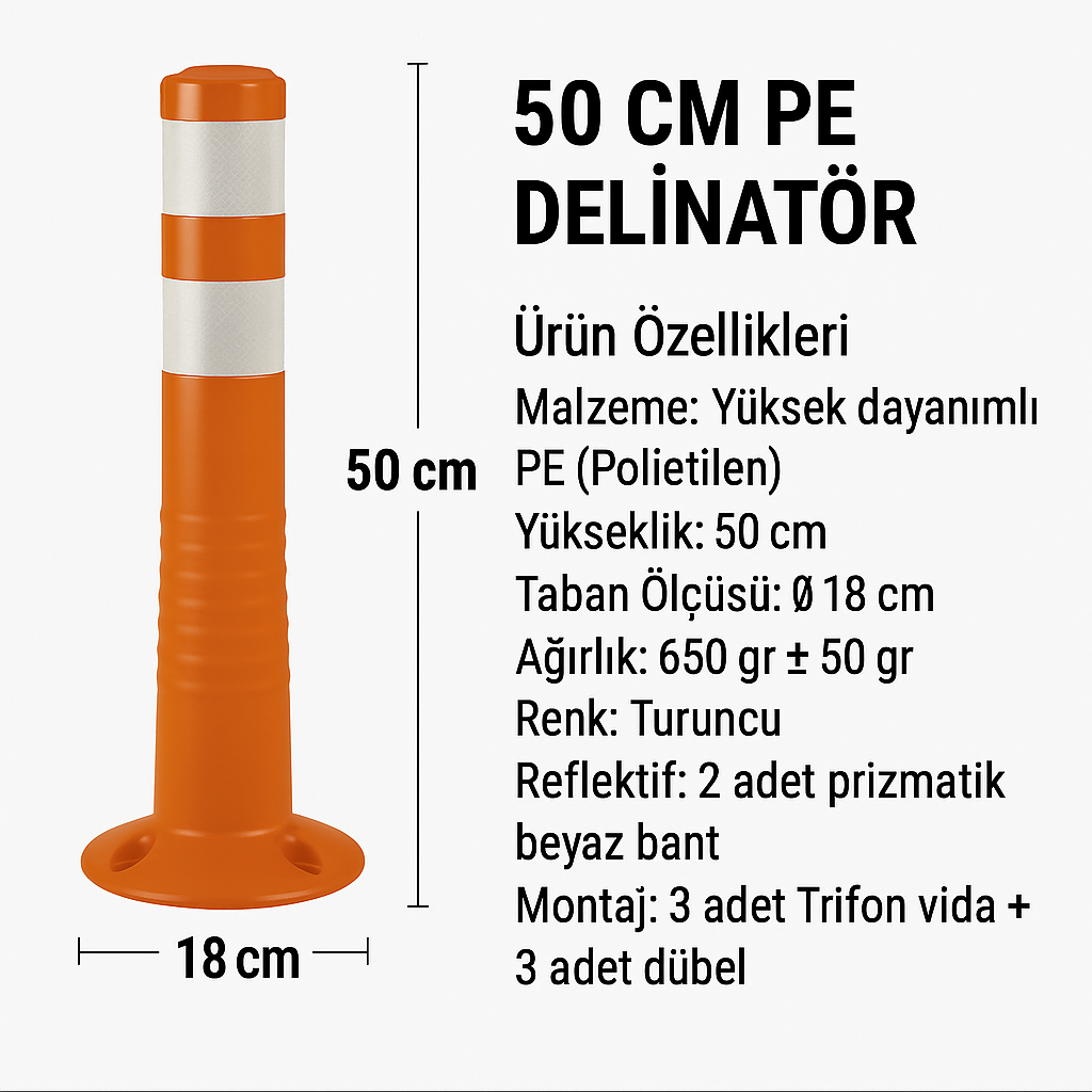 50 CM PE Delinatör – Çift Reflektifli | 9050ECO