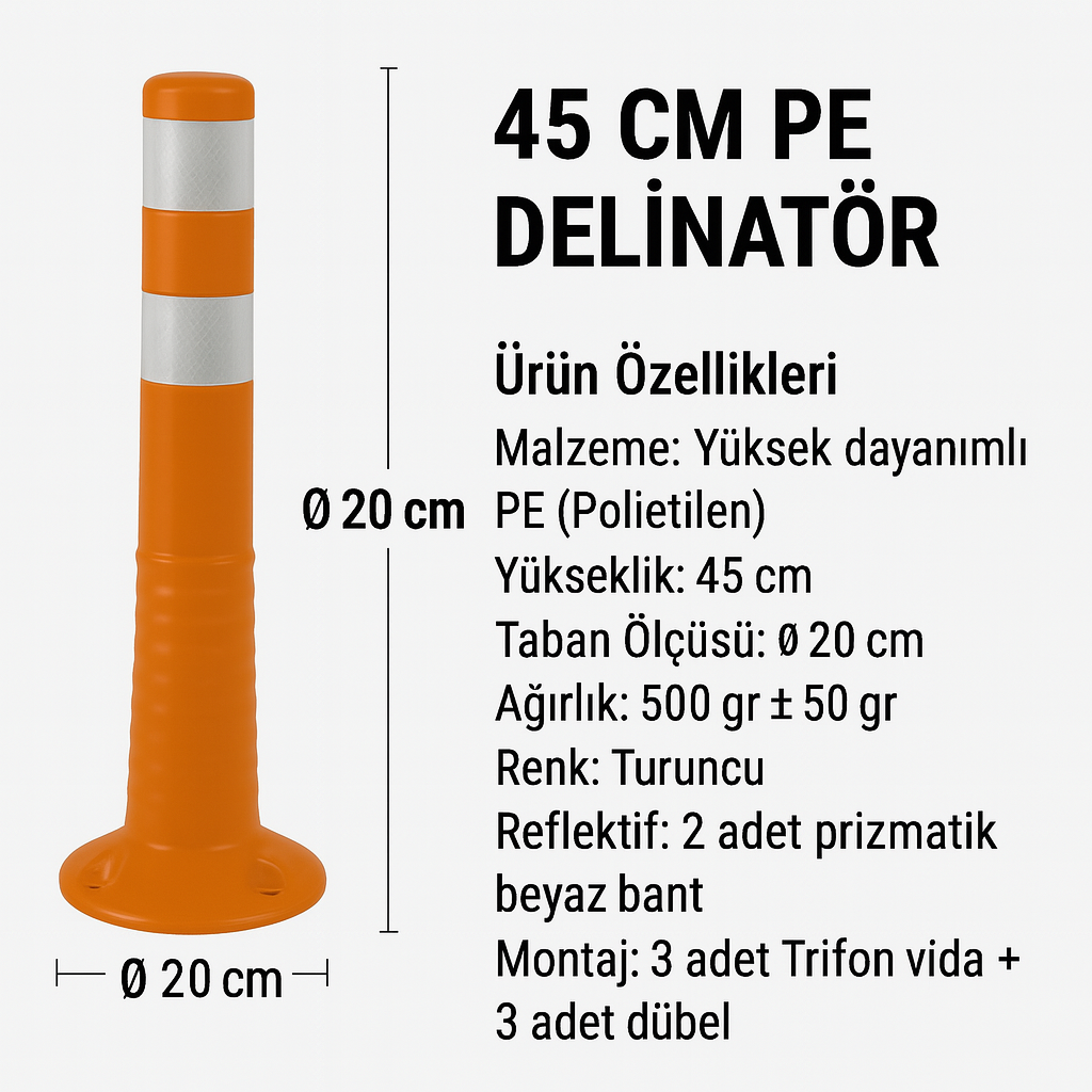 45 CM PE Delinatör – Çift Reflektifli | 8045ECO