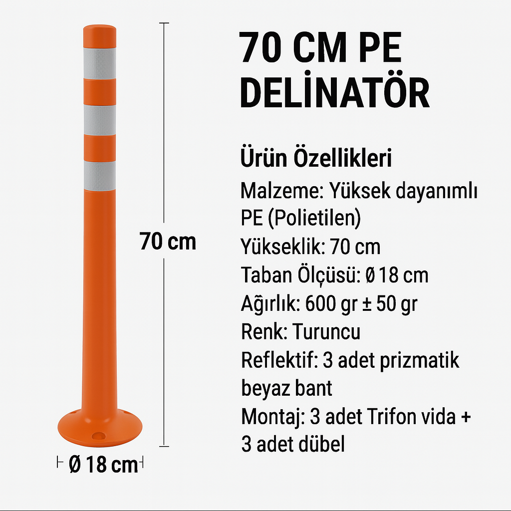 70 CM PE Delinatör – Üçlü Reflektifli | 8070ECO