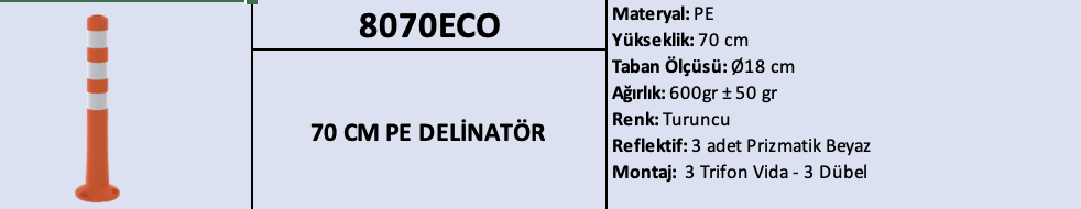 70 CM PE Delinatör – Üçlü Reflektifli | 8070ECO