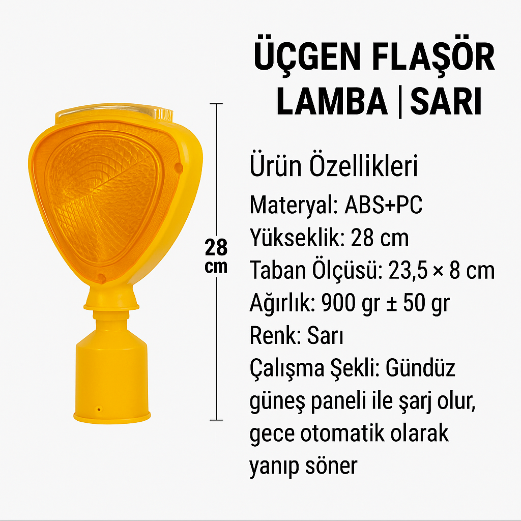 ZT404Y – Üçgen Güneş Enerjili Flaşör Lamba | Sarı