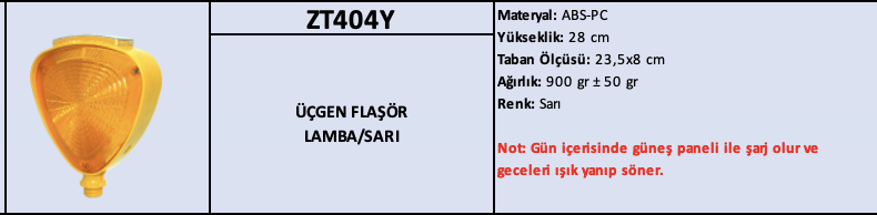 ZT404Y – Üçgen Güneş Enerjili Flaşör Lamba | Sarı