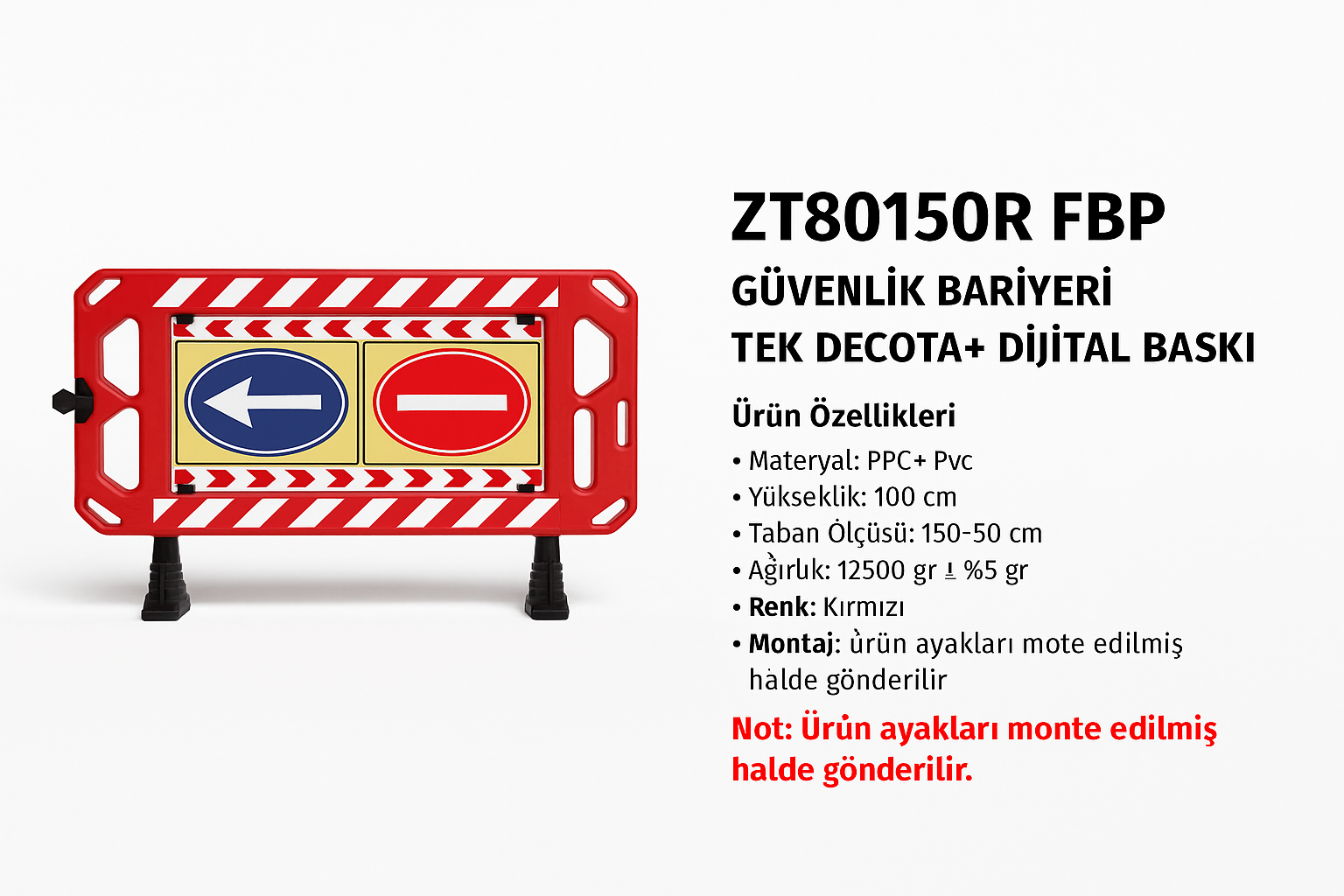 ZT80150R FBP – Güvenlik Bariyeri | Tek Decota + Dijital Baskı
