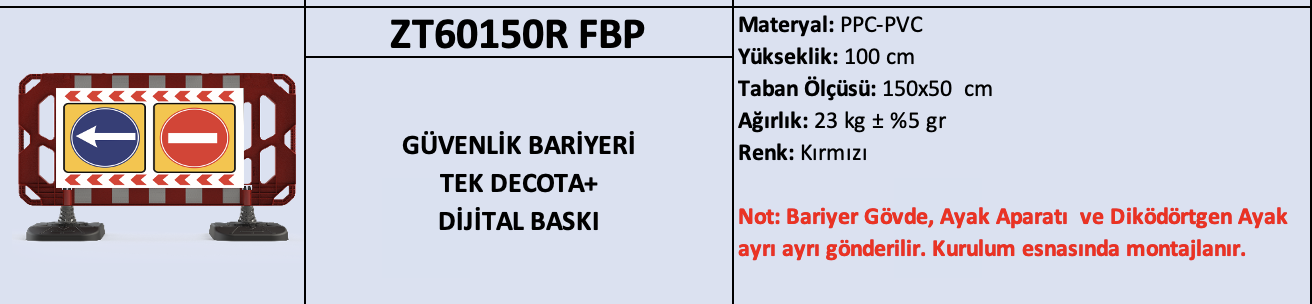 ZT60150R FBP – Güvenlik Bariyeri | Tek Yön Dijital Baskılı Ağır Tip