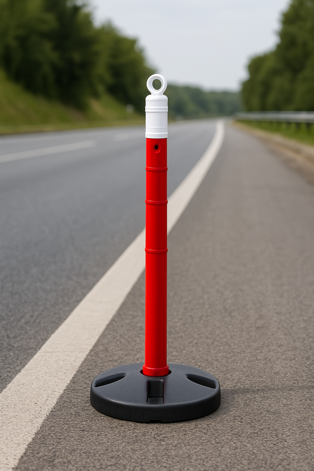 ZT63315 – Ø63x100 CM Uyarı Dikmesi | Reflektifsiz – Kırmızı/Beyaz
