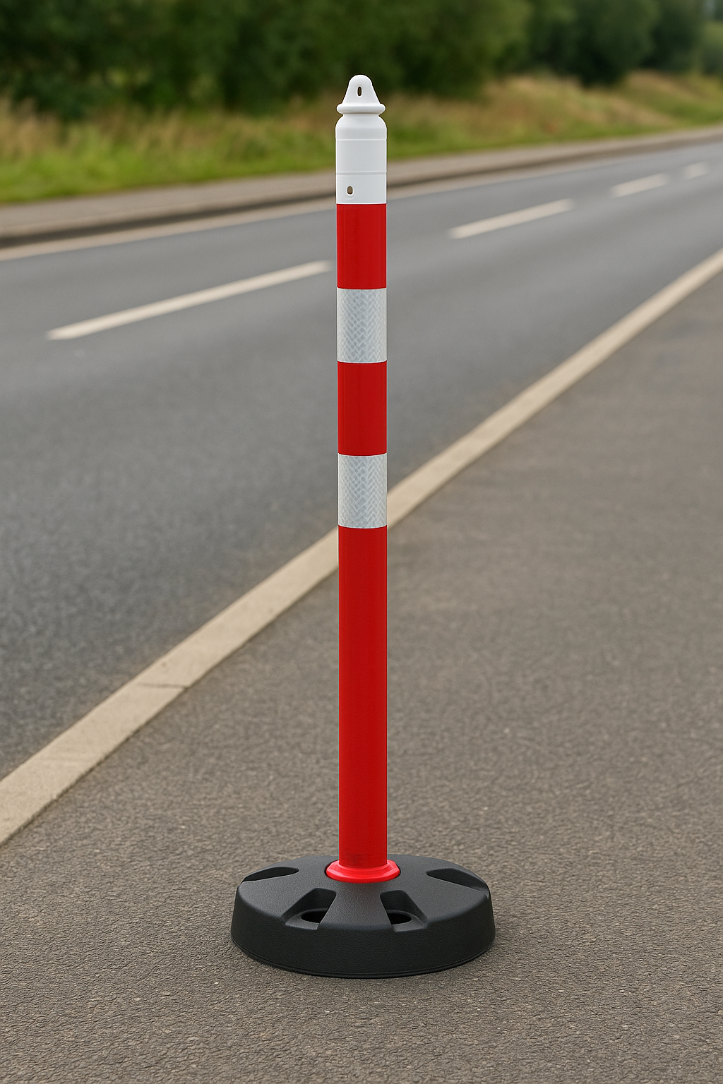 ZT63315R2 – Ø63x100 CM Uyarı Dikmesi | Çift Reflektifli – Kırmızı/Beyaz