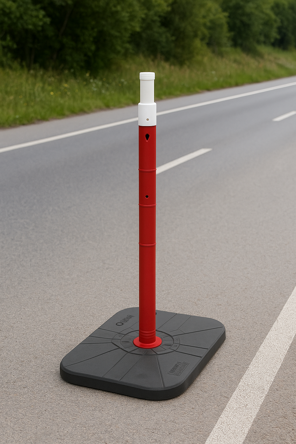 ZT63100 – Ø63x100 CM Dikdörtgen Uyarı Dikmesi | Reflektifsiz – Kırmızı/Beyaz