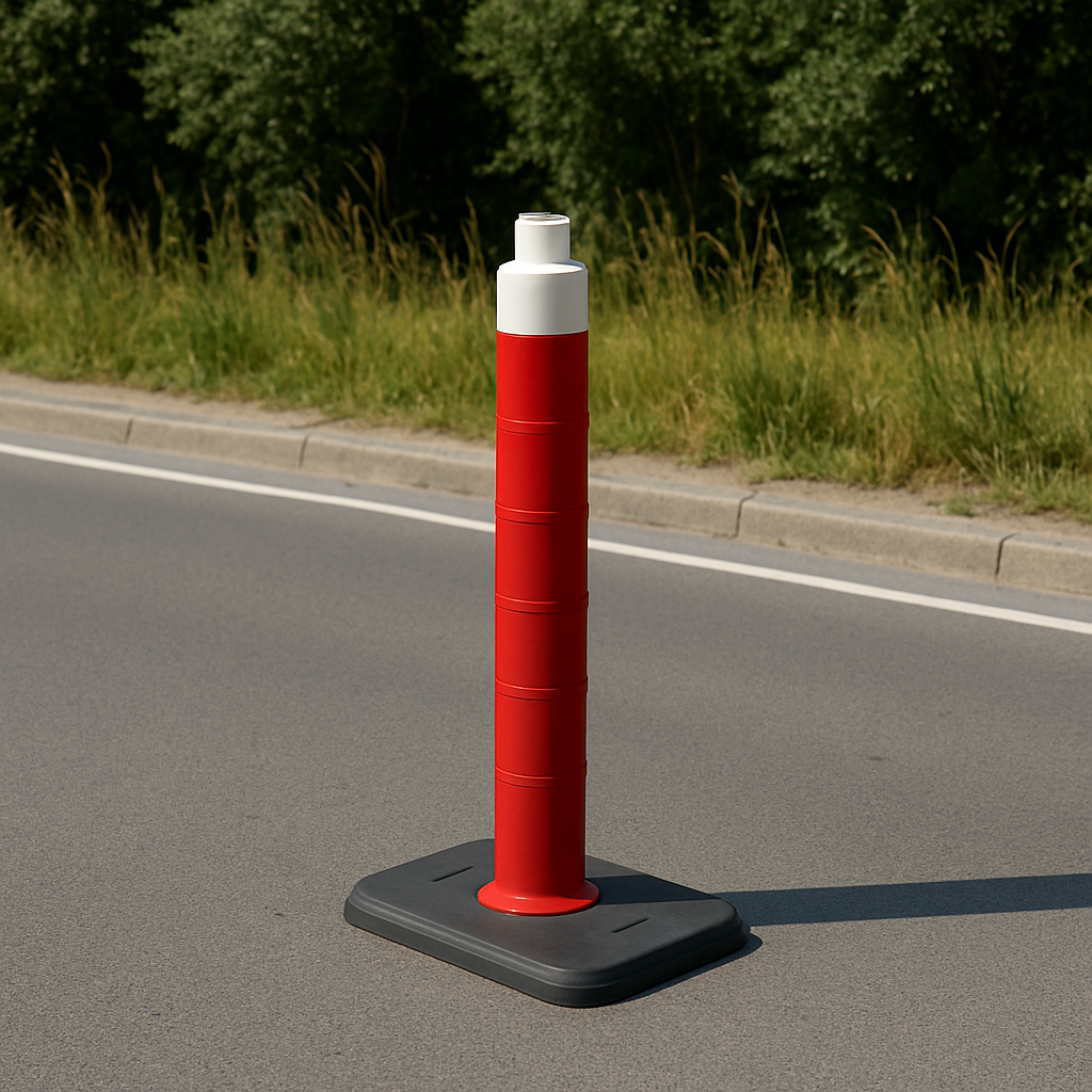 ZT110120 – Ø110x120 CM Dikdörtgen Uyarı Dikmesi | Reflektifsiz – Kırmızı/Beyaz