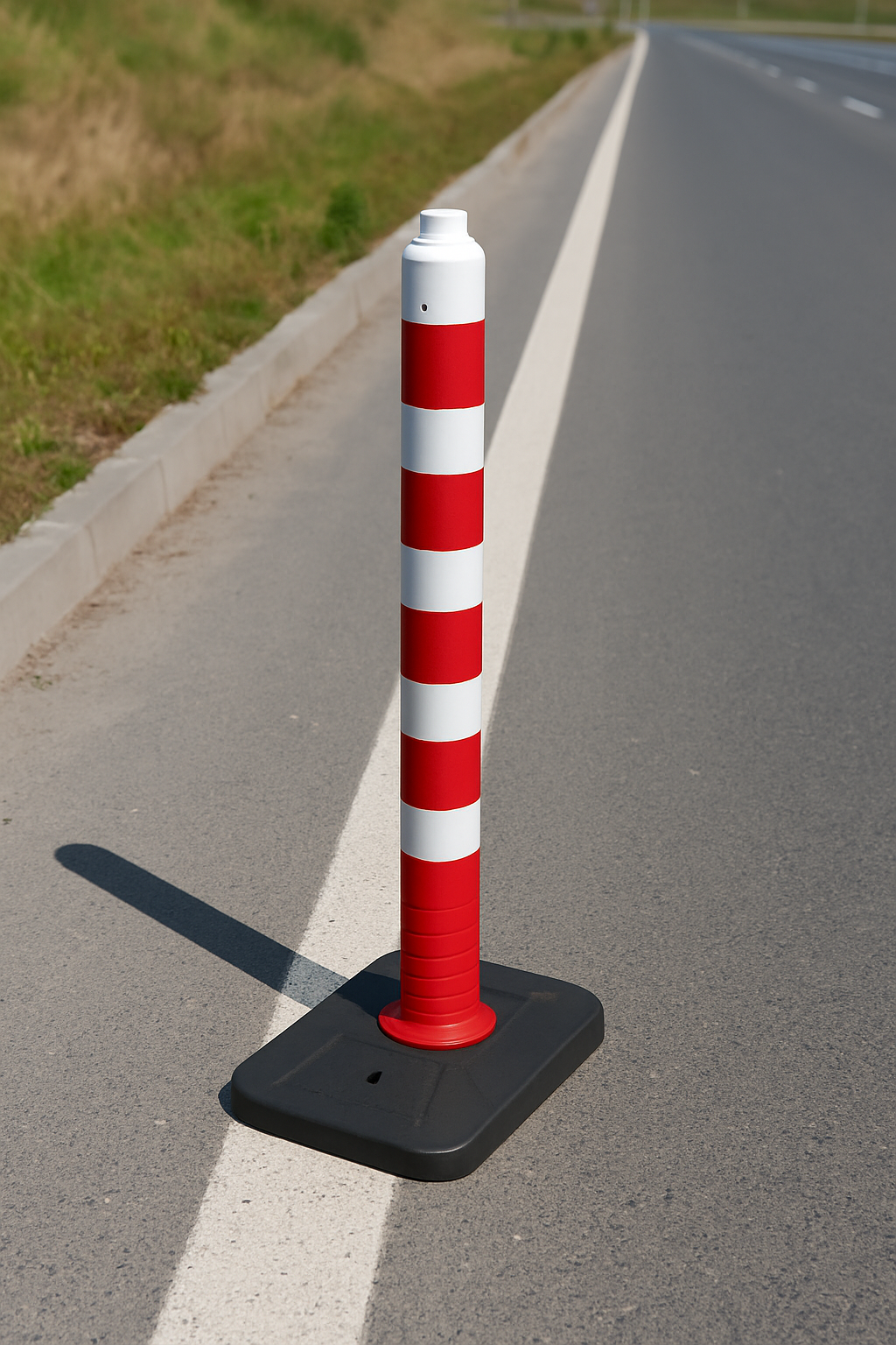 ZT110120R4 -- Ø110x120 CM Dikdörtgen Uyarı Dikmesi | Çift Reflektifli – Kırmızı/Beyaz