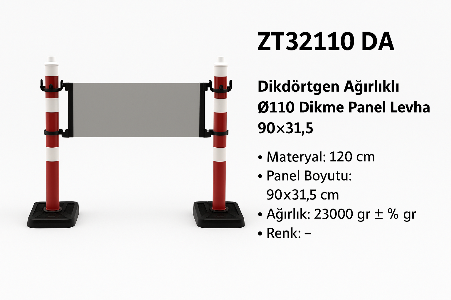 ZT32110 DA Dikdörtgen Ağırlıklı Ø110 Dikme Panel Levha | 90×31,5 cm