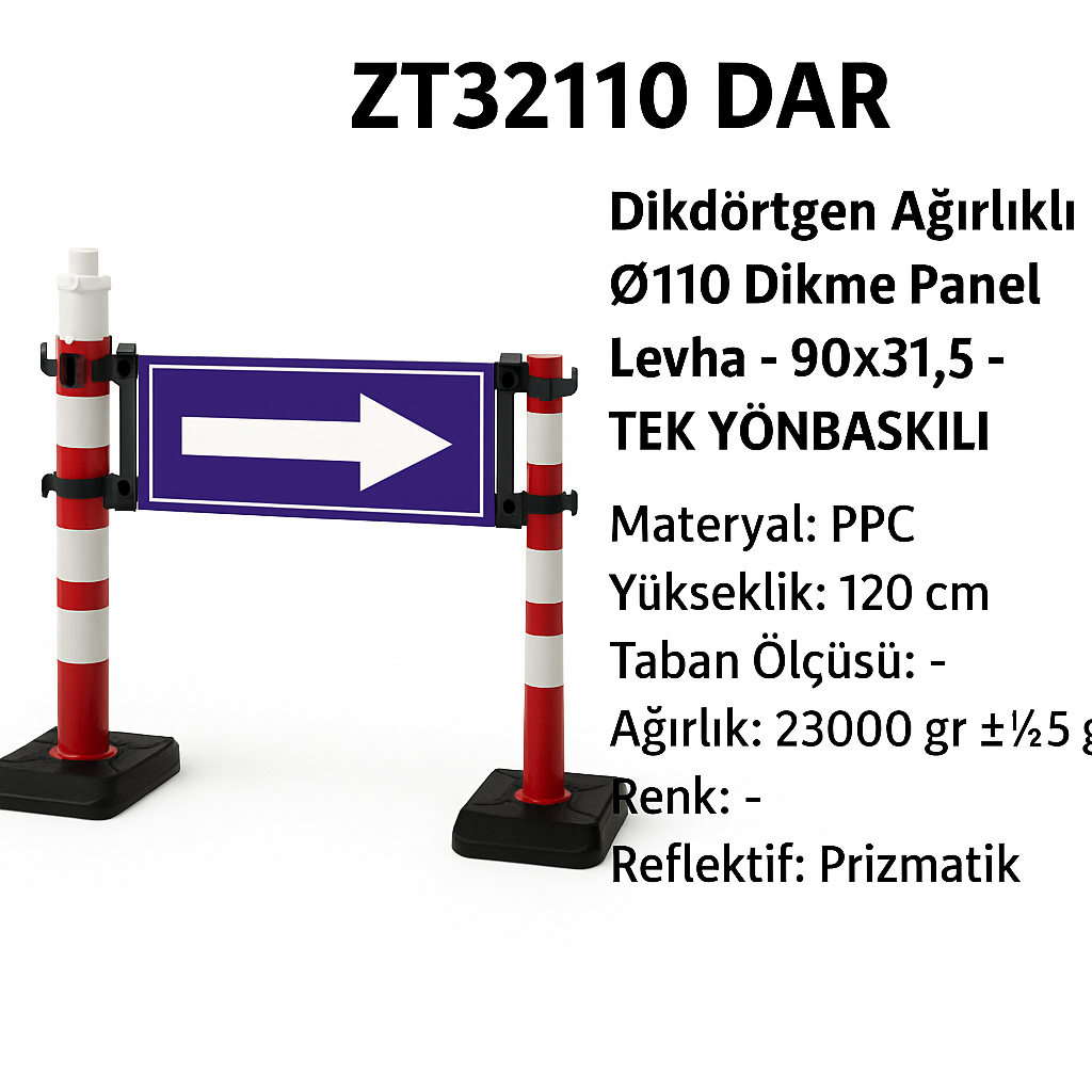 ZT32110 DAR Dikdörtgen Ağırlıklı Ø110 Dikme Panel Levha | 90×31,5 – Tek Yön Baskılı